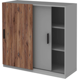 Artikelbild 1 für röhr Schiebetürenschrank quantum, 180/3D6/6120-85-R1 grau, eiche 2 Fachböden 120,0 x 41,9 x 112,5 cm, Artikelnummer 722171