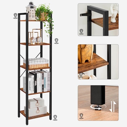 Artikelbild 8 für VASAGLE Bücherregal braun, schwarz 40,0 x 30,0 x 146,0 cm, Artikelnummer 289767