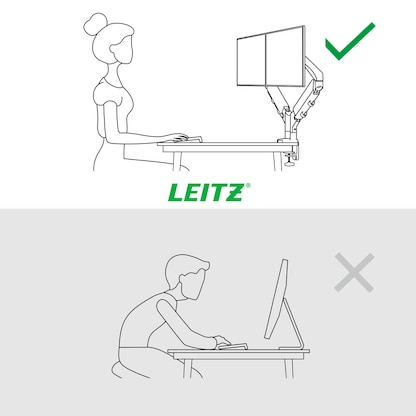 Artikelbild 6 für LEITZ Monitor-Halterung Ergo 65370085 lichtgrau für 2 Monitore, Tischklemme, Artikelnummer 103719