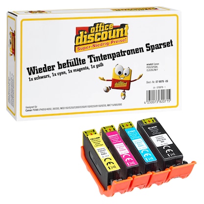 Artikelbild 8 für office discount schwarz, cyan, magenta, gelb Druckerpatronen kompatibel zu Canon PGI525PGBK, CLI526C/M/Y, 4er-Set, Artikelnummer 576979