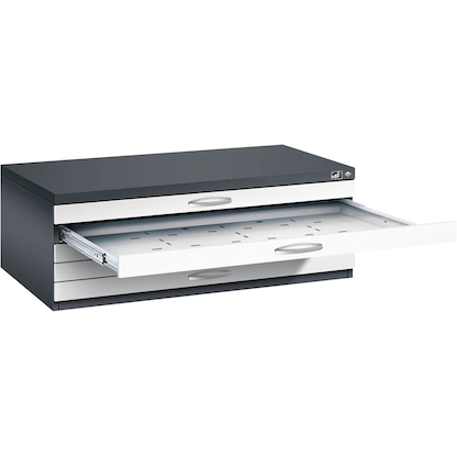 Artikelbild für CP 7100 Planschrank schwarzgrau, verkehrsweiß 5 Schubladen 110,0 x 76,5 x 42,0 cm, Artikelnummer 683007