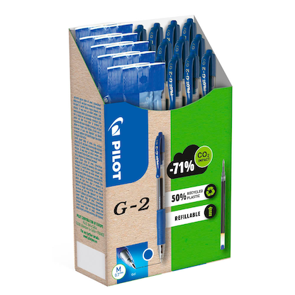 Artikelbild 2 für AKTION: PILOT G2 Greenpack Gelschreiber-Set blau/transparent 0,4 mm, Schreibfarbe: blau, 1 Set + GRATIS 6 Gelschreiberminen, Artikelnummer 324562