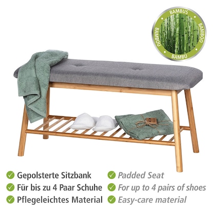 Artikelbild 3 für WENKO Schuhbank Bahari 62217100 braun, grau Holz 90,0 cm, Artikelnummer 530877