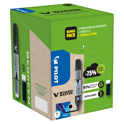 Artikelbild 2 für AKTION: PILOT V-Board Master Greenpack Whiteboard-Marker-Set schwarz 2,0 - 5,0 mm, 1 Set + GRATIS 5 Nachfülltuschen, Artikelnummer 324752