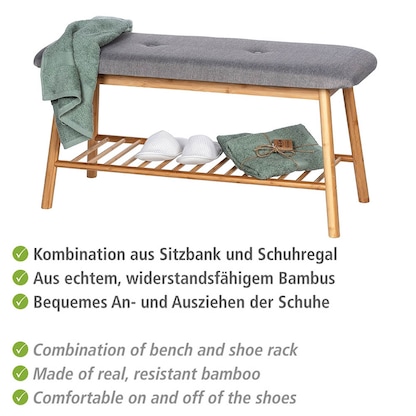 Artikelbild 4 für WENKO Schuhbank Bahari 62217100 braun, grau Holz 90,0 cm, Artikelnummer 530877