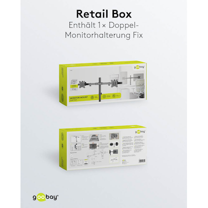 Artikelbild 7 für goobay Monitor-Halterung Fix 59394 schwarz für 2 Monitore, Tischklemme, Tischbohrung, Artikelnummer 984272