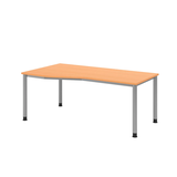 Artikelbild 1 für HAMMERBACHER HS18 höhenverstellbarer Schreibtisch buche Trapezform, 4-Fuß-Gestell silber 180,0 x 80,0/100,0 cm, Artikelnummer 253791