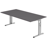 Artikelbild 1 für HAMMERBACHER OS 2E höhenverstellbarer Schreibtisch grafit rechteckig, C-Fuß-Gestell silber 200,0 x 100,0 cm, Artikelnummer 379481