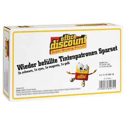 Artikelbild 2 für office discount 1x pigmentschwarz, 1x schwarz, 1x cyan, 1x magenta, 1x gelb Druckerpatronen kompatibel zu Canon PGI-580XXL PGBK, CLI 581XXL BK/C/M/Y, 5er-Set, Artikelnummer 577029