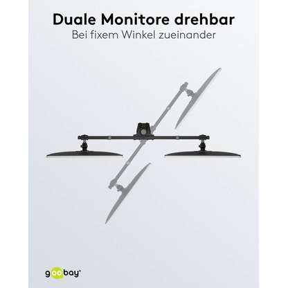 Artikelbild 9 für goobay Monitor-Halterung Fix 59394 schwarz für 2 Monitore, Tischklemme, Tischbohrung, Artikelnummer 984272
