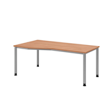 Artikelbild 1 für HAMMERBACHER HS18 höhenverstellbarer Schreibtisch nussbaum Trapezform, 4-Fuß-Gestell silber 180,0 x 80,0/100,0 cm, Artikelnummer 589965