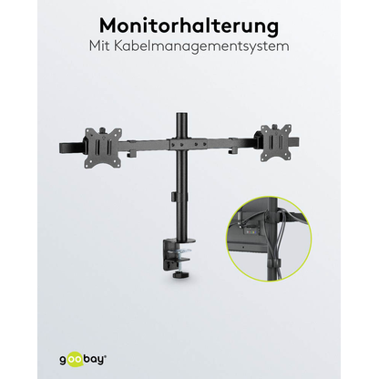 Artikelbild 10 für goobay Monitor-Halterung Fix 59394 schwarz für 2 Monitore, Tischklemme, Tischbohrung, Artikelnummer 984272