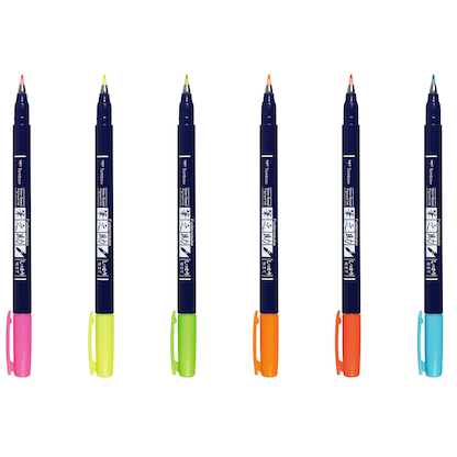 Artikelbild 4 für Tombow Fudenosuke Neon Brush-Pens farbsortiert, 1 Set, Artikelnummer 301172