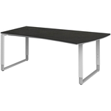 Artikelbild 1 für röhr Imperia höhenverstellbarer Schreibtisch quarzit Trapezform, Kufen-Gestell weiß 180,0 x 80,0/100,0 cm, Artikelnummer 676431