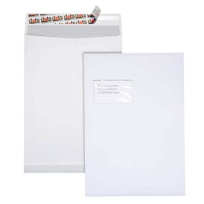 Artikelbild für dots Faltentaschen DIN C4 mit Fenster weiß mit 2,0 cm Falte, 50 St., Artikelnummer 118349