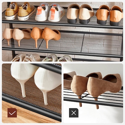 Artikelbild 5 für VASAGLE Garderobenbank mit Haken und Schuhrost HSR408B01 braun, schwarz Metall 80,0 cm, Artikelnummer 438547