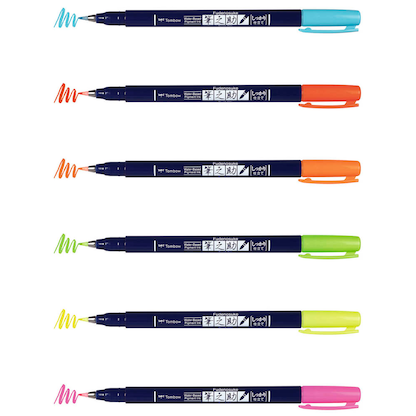 Artikelbild 5 für Tombow Fudenosuke Neon Brush-Pens farbsortiert, 1 Set, Artikelnummer 301172
