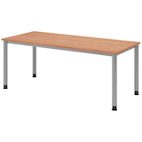 Artikelbild 1 für HAMMERBACHER HS19 höhenverstellbarer Schreibtisch nussbaum rechteckig, 4-Fuß-Gestell silber 180,0 x 80,0 cm, Artikelnummer 590005