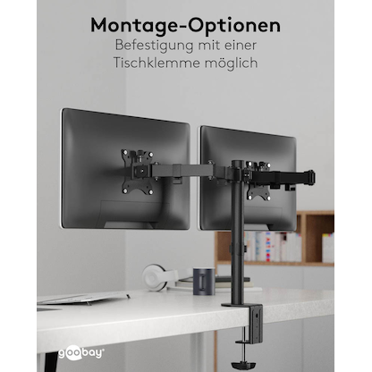 Artikelbild 5 für goobay Monitor-Halterung Flex 58529 schwarz für 2 Monitore, Tischklemme, Artikelnummer 984265