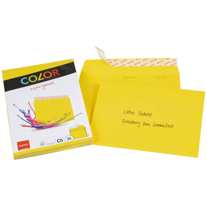 Artikelbild 2 für ELCO Briefumschläge Color DIN C5 ohne Fenster intensivgelb haftklebend 25 St., Artikelnummer 288906
