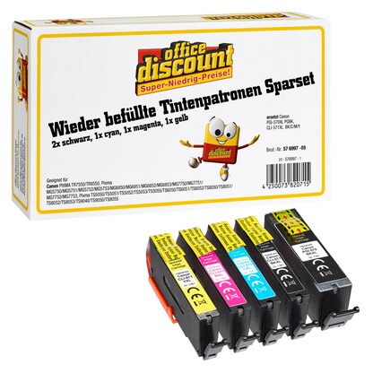 Artikelbild 9 für office discount pigmentschwarz, schwarz, cyan, magenta, gelb Druckerpatronen kompatibel zu Canon PGI-570XL PGBK, CLI-571XL BK/C/M/Y , 5er-Set, Artikelnummer 576997