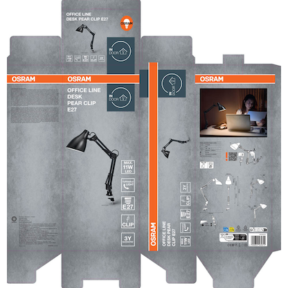 Artikelbild 6 für OSRAM Office Line Desk Pear Clip E27 Schreibtischlampe schwarz 11 W mit Tischklemme, Artikelnummer 710029