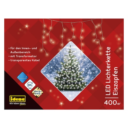 Artikelbild 6 für Idena 400er Eiszapfen LED Lichterkette transparent 10,3 m, Artikelnummer 761803