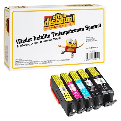 Artikelbild 10 für office discount 1x pigmentschwarz, 1x schwarz, 1x cyan, 1x magenta, 1x gelb Druckerpatronen kompatibel zu Canon PGI-580XXL PGBK, CLI 581XXL BK/C/M/Y, 5er-Set, Artikelnummer 577029