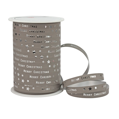 Artikelbild für PRÄSENT Geschenkband Merry Christmas matt grau/silber 10,0 mm x 100,0 m, Artikelnummer 537148
