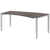 Artikelbild 1 für röhr Imperia höhenverstellbarer Schreibtisch quarzit Trapezform, 4-Fuß-Gestell silber 200,0 x 80,0/100,0 cm, Artikelnummer 675882