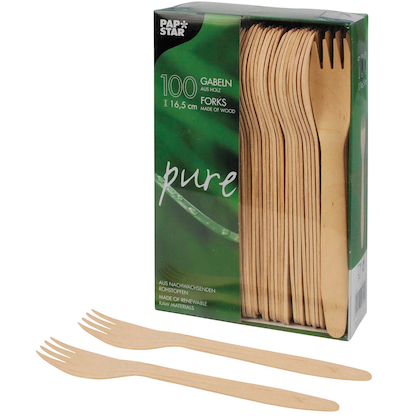 Artikelbild für PAPSTAR Einweg-Gabeln pure, Holz, 100 St., Artikelnummer 130697