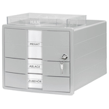 Artikelbild 1 für HAN Schubladenbox IMPULS mit Schloss lichtgrau 1018-11, DIN A4 mit 3 Schubladen, Artikelnummer 661674