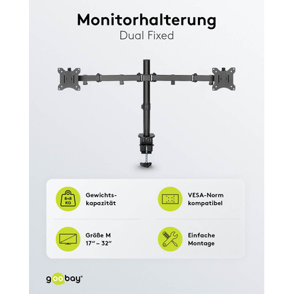Artikelbild 8 für goobay Monitor-Halterung Flex 58529 schwarz für 2 Monitore, Tischklemme, Artikelnummer 984265