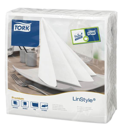 Artikelbild 19 für TORK Servietten LinStyle® Premium weiß 1-lagig 39,0 x 39,0 cm, 50 St., Artikelnummer 452476