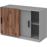 Artikelbild 1 für röhr Schiebetürenschrank quantum, 180/2D6/6120-85-R1 grau, eiche 1 Fachboden 120,0 x 41,9 x 76,5 cm, Artikelnummer 722183