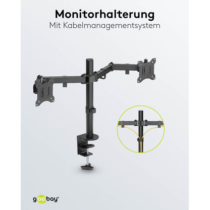 Artikelbild 11 für goobay Monitor-Halterung Flex 58529 schwarz für 2 Monitore, Tischklemme, Artikelnummer 984265