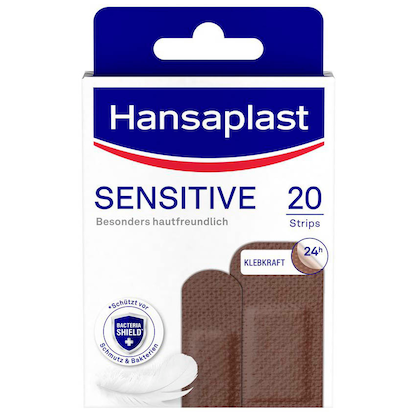 Artikelbild für Hansaplast Pflaster SENSITIVE 48498 dunkelbraun, 20 St., Artikelnummer 578019