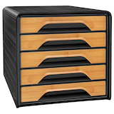 Artikelbild 1 für cep Schubladenbox Smoove schwarz/Bambus 1071115301, DIN A4 mit 5 Schubladen, Artikelnummer 250888