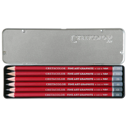 Artikelbild 9 für Brevillier's CRETACOLOR CLEOS-Fine Graphitstifte HB, 2H, 2B, 4B, 6B, 8B rot, 6 St., Artikelnummer 379697