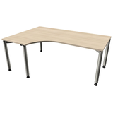 Artikelbild 1 für fm Sidney höhenverstellbarer Schreibtisch akazie C-Form, 4-Fuß-Gestell silber 180,0 x 80,0/120,0 cm, Artikelnummer 509887