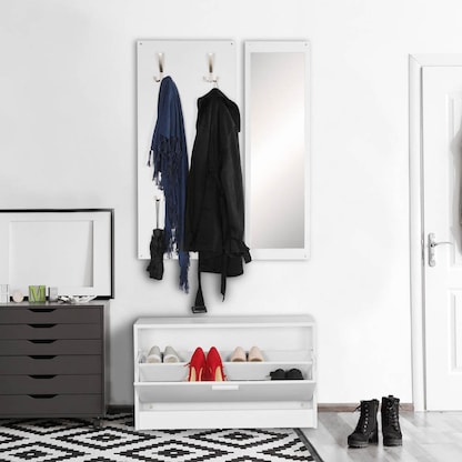 Artikelbild 3 für WOHNLING Garderoben-Set WL5.166 weiß Holz 4 Haken 80,0 x 180,0 cm, Artikelnummer 905972