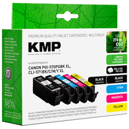 Artikelbild 2 für KMP pigmentschwarz, schwarz, cyan, magenta, gelb Druckerpatronen kompatibel zu Canon PGI-570XL PGBK, CLI-571XL BK/C/M/Y , 5er-Set, Artikelnummer 542716