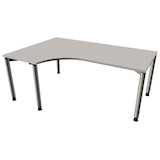 Artikelbild 1 für fm Sidney höhenverstellbarer Schreibtisch lichtgrau C-Form, 4-Fuß-Gestell silber 180,0 x 80,0/120,0 cm, Artikelnummer 509911