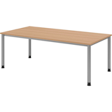 Artikelbild 1 für HAMMERBACHER HS2E höhenverstellbarer Schreibtisch eiche rechteckig, 4-Fuß-Gestell silber 200,0 x 100,0 cm, Artikelnummer 590149