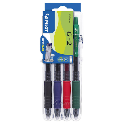 Artikelbild 3 für PILOT G2 Gelschreiber-Set schwarz/transparent, blau/transparent, rot/transparent, grün/transparent 0,4 mm, Schreibfarbe: farbsortiert, 4 St., Artikelnummer 375933