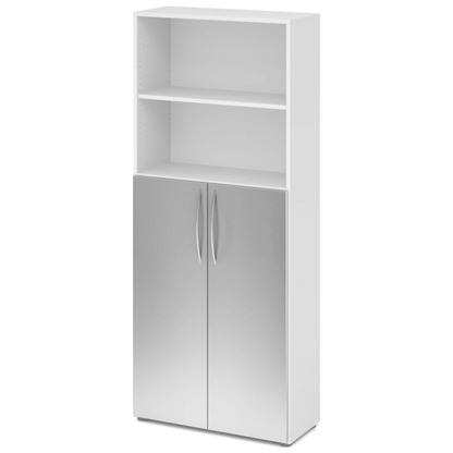 Artikelbild für HAMMERBACHER Regalschrank 4770, V4770/W/S/BM weiß, silber 80,0 x 34,6 x 188,0 cm, Artikelnummer 985929