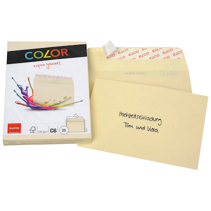 Artikelbild 2 für ELCO Briefumschläge Color DIN C6 ohne Fenster hellchamois haftklebend 25 St., Artikelnummer 288989