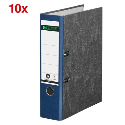 Artikelbild für AKTION: 10 LEITZ 1080 Ordner blau marmoriert Karton 8,0 cm DIN A4, Artikelnummer 653806