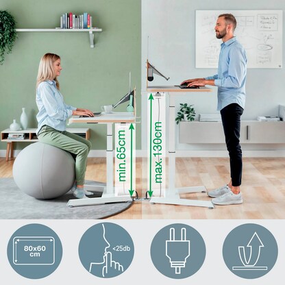 Artikelbild 20 für AKTION: LEITZ Ergo elektrisch höhenverstellbarer Schreibtisch weiß rechteckig, A-Fuß-Gestell weiß 80,0 x 60,0 cm mit 25 Euro CashBack, Artikelnummer 408338