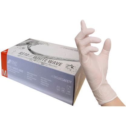 Artikelbild für NITRAS MEDICAL unisex Einmalhandschuhe WHITE WAVE weiß Größe M, 100 St., Artikelnummer 684801